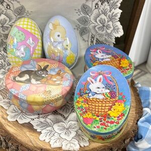 Colorful Easter Tin Set with Bunny Designs